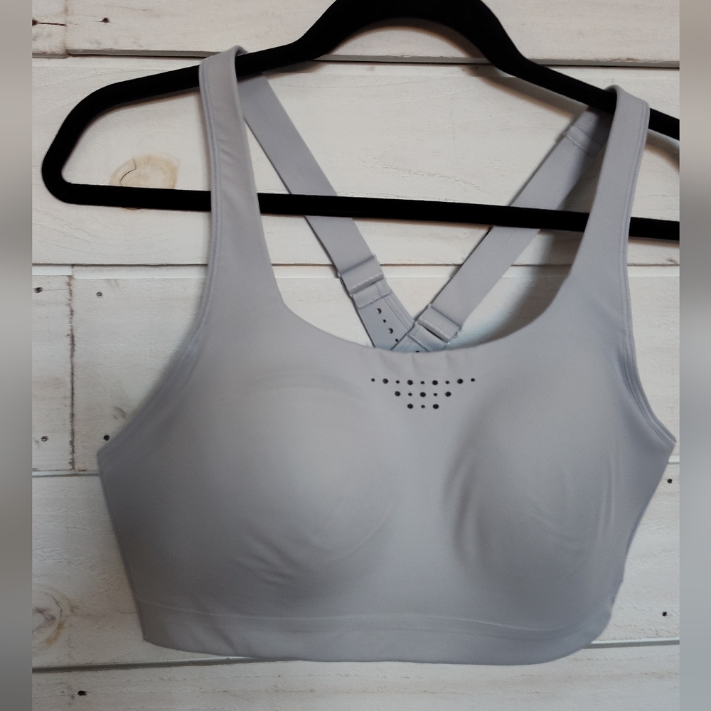 Athleta Light Gray Seamless Adjustable-Strap Sports Bra